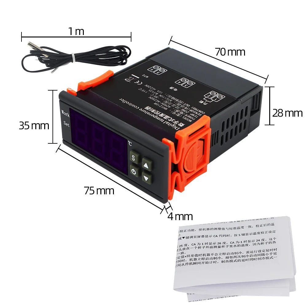 MH1210W Temperature Controller Thermostat -50~110°C NTC Sensor DC12V/24V AC110-220V for Incubator