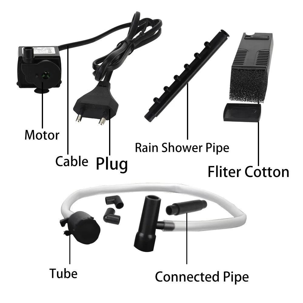 CowLost | eu-plug-aquarium-fish-tank-oxygen-increasing-pump-low-level-water-submersible-water-filter-pump-turtle-tank-filter |9