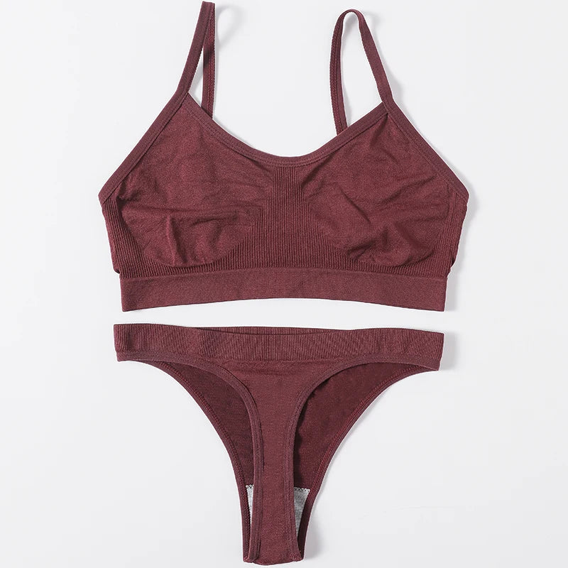 CowLost | product_id-women-seamless-wire-free-ribbed-bra-low-waist-thong-set |33