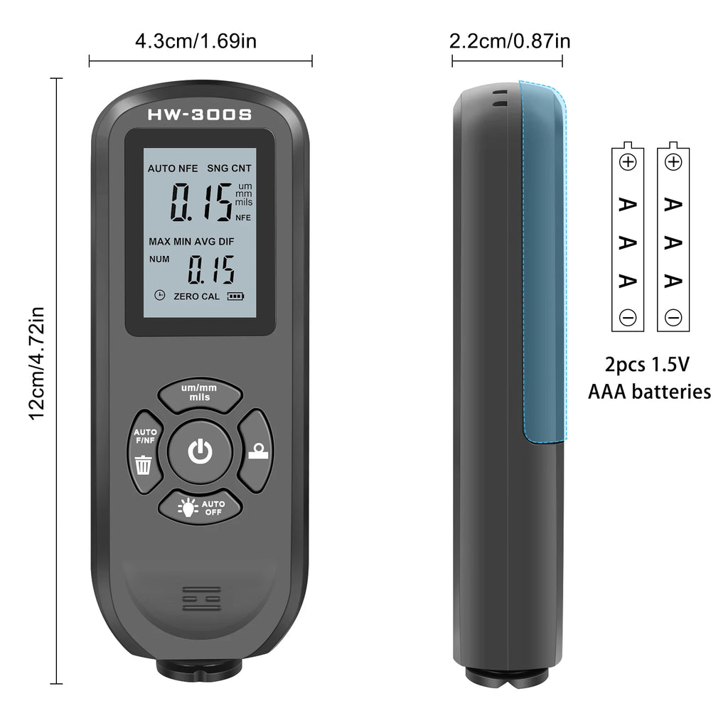 HW-300S Auto Digital Car Paint Thickness Gauge Coating Meter Tool Accessories 40% Off