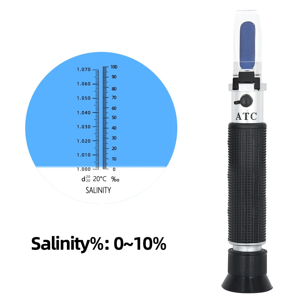 Handheld Salinity Refractometer ATC 0-100ppt 1.000-1.070 Seawater Salinometer for Aquarium