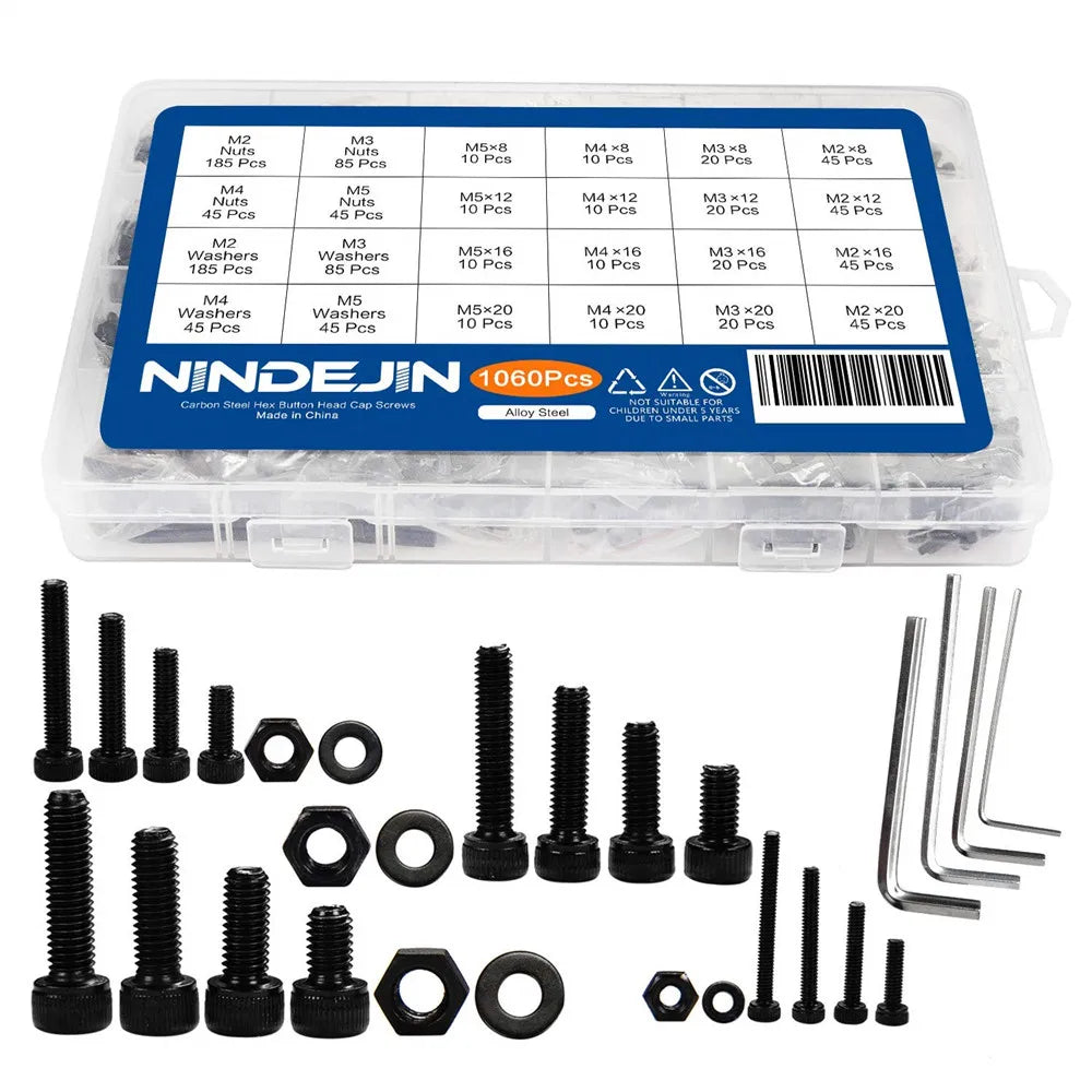 CowLost | 1060pcs-m2-m3-m4-m5-hex-socket-screw-set-carbon-steel |16