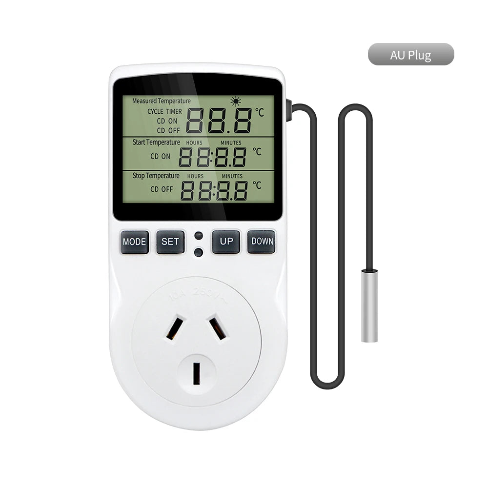 Digital Timer Socket 220V Thermostat Temperature Controller with Sensor for Cooling and Heating