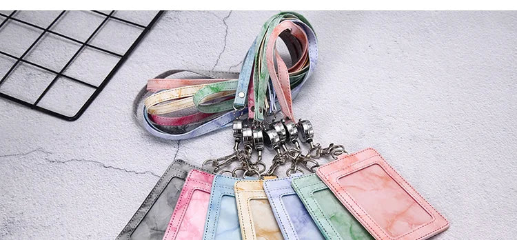 1 Pcs PU Leather Card Cover Work ID Name Badge Holder