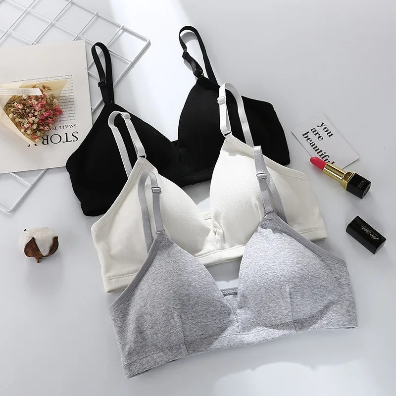 CowLost | product_id-wireless-cotton-push-up-v-neck-bra-for-women-solid-color-breathable |1