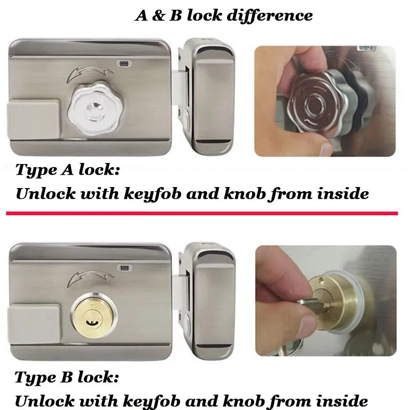 CowLost | locks-keys-product_id-12v-electric-rim-lock-with-remote-controller-125khz-rfid-keyless-entry-for-wooden-door-iron-gate |3