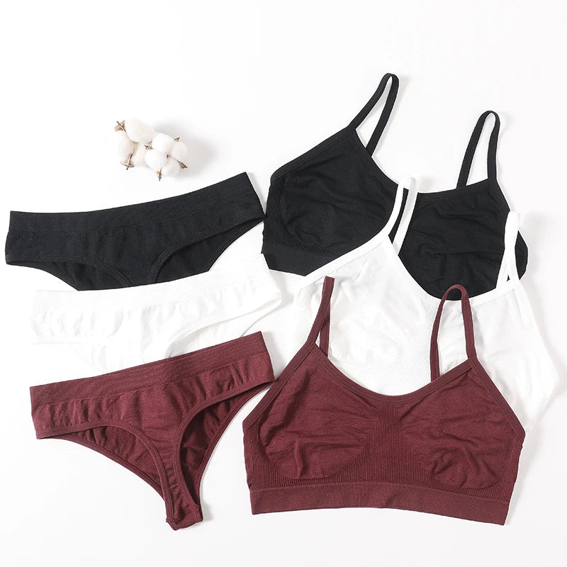 CowLost | product_id-women-seamless-wire-free-ribbed-bra-low-waist-thong-set |18