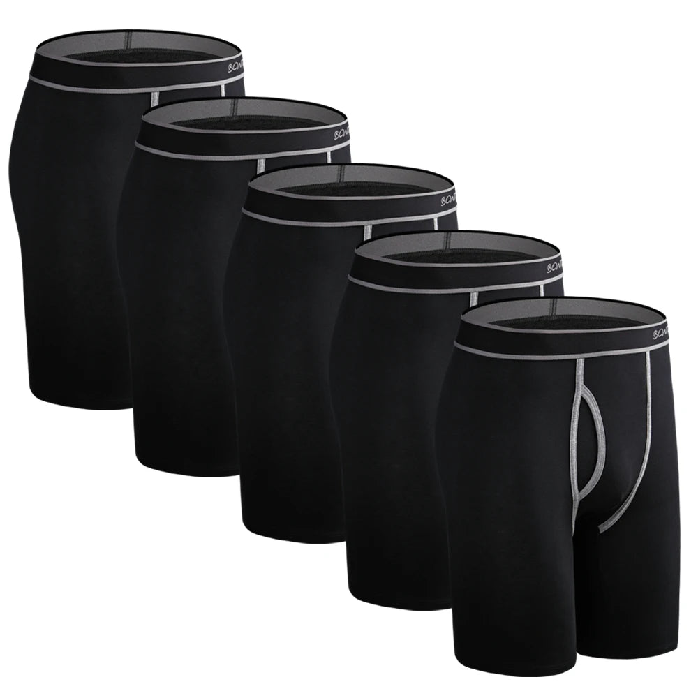 CowLost | activewear-pants-5pcs-mens-long-cotton-boxer-shorts-underwear |1