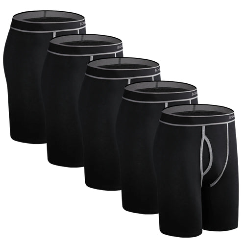 CowLost | activewear-pants-5pcs-mens-long-cotton-boxer-shorts-underwear |1