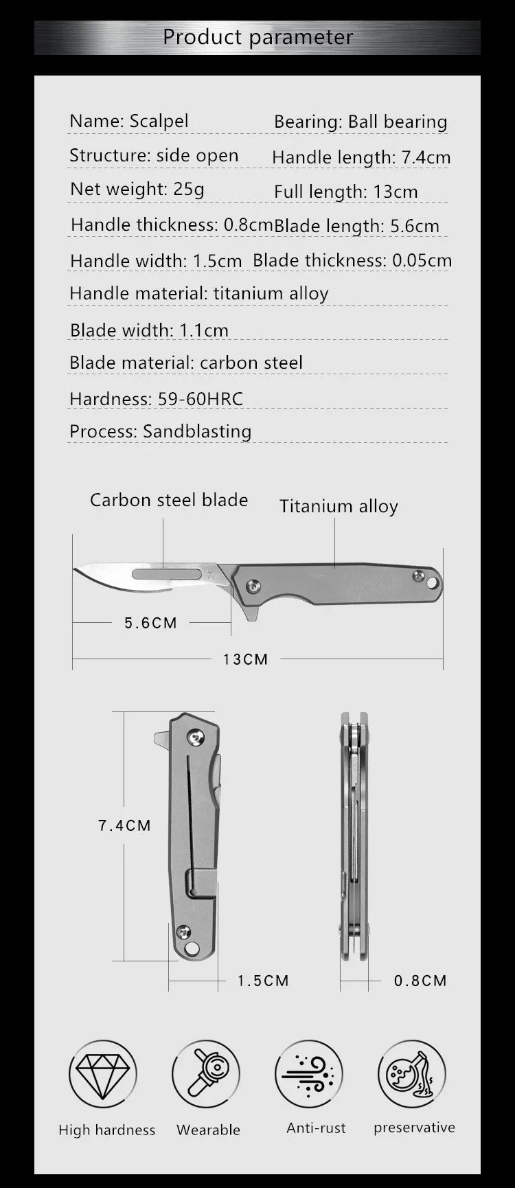 CowLost | tools-upgrade-titanium-alloy-folding-scalpel-with-replaceable-blades |36