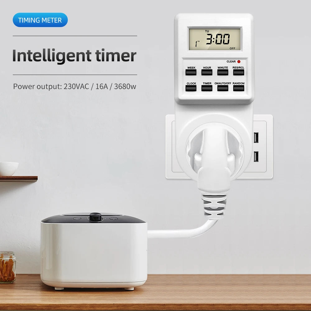 TM03 Digital 24-Hour Programmable Timer Switch Socket for EU UK AU US BR FR IT TH Plugs