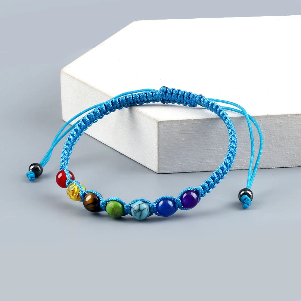 CowLost | badge-pass-holders-handmade-adjustable-7-chakra-natural-stone-beads-bracelet-6mm |32