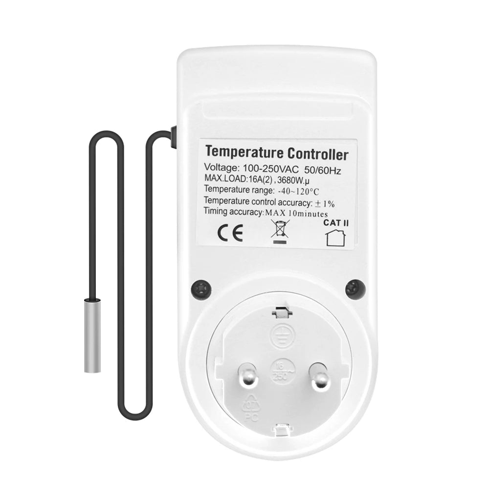 Digital Timer Socket 220V Thermostat Temperature Controller with Sensor for Cooling and Heating