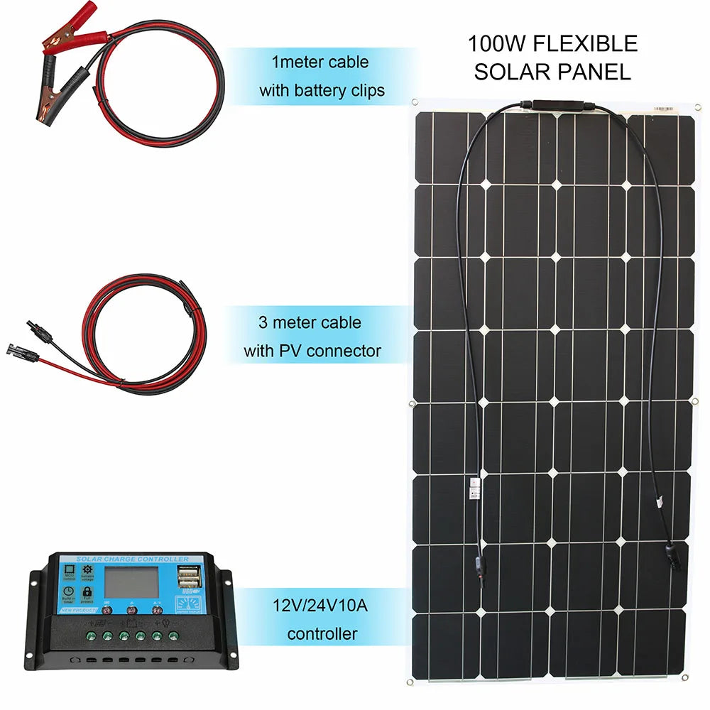 12v flexible solar panel kit 100w 200w 300w