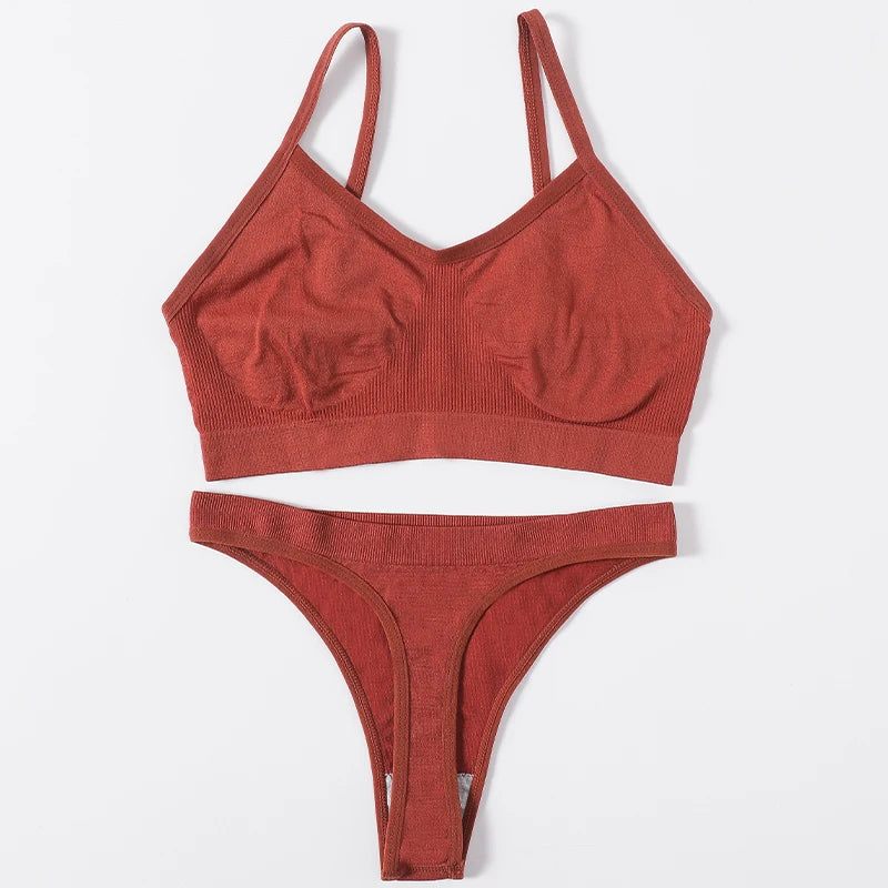 CowLost | product_id-women-seamless-wire-free-ribbed-bra-low-waist-thong-set |16