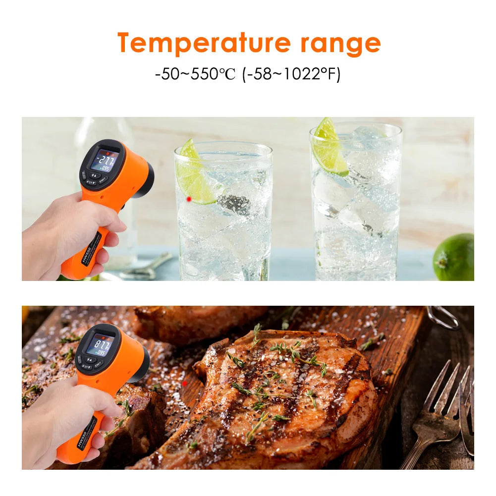 HW550 Non-Contact Infrared Thermometer -50~550°C (-58~1022°F) Industrial Laser Pyrometer Temperature Gun