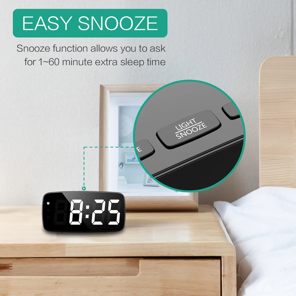 ORIA Digital LED Alarm Clock Voice Control Snooze Temperature Display Night Mode
