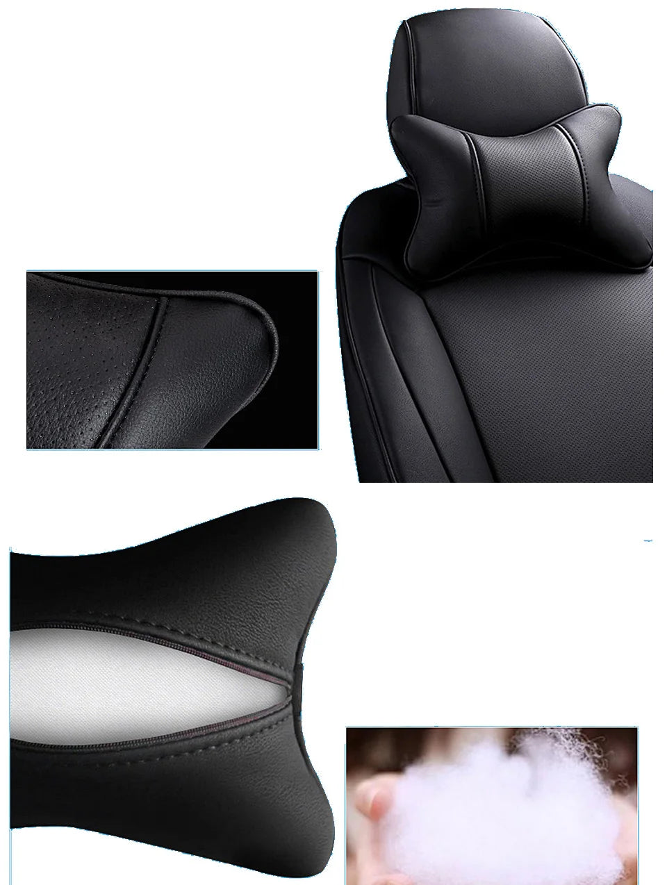 CowLost | coffee-product_id-universal-car-neck-pillow-pu-leather-headrest-cushion-black-red-easy-install-clean |15