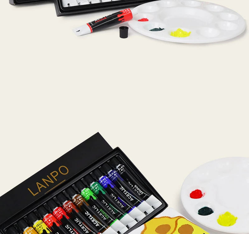 CowLost | drawing-painting-paper-product_id-acrylic-paint-set-12-24-colors-12ml-tubes-with-professional-brush-for-canvas-glass-paper-diy-wall-painting |8