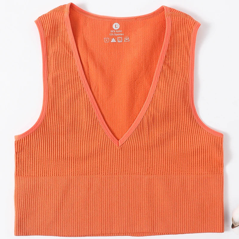 CowLost | product_id-women-seamless-v-neck-solid-crop-top-sports-bra-tank-m-xl |15
