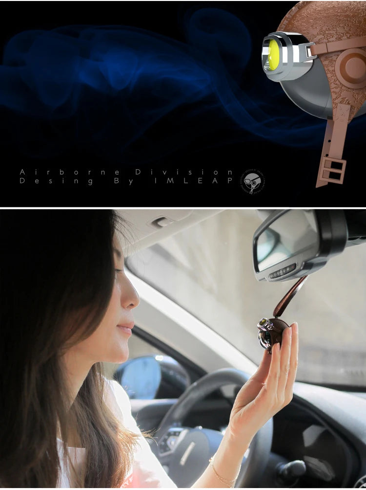 CowLost | stainless-steel-car-air-freshener-creative-airborne-division-auto-perfume-luxury-car-diffuser-genuine-leather-strap-accessoriess |10