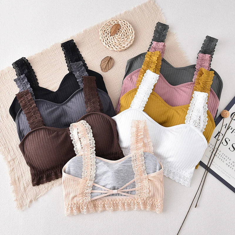 CowLost | product_id-women-s-lace-seamless-wire-free-bralette-crop-top-with-removable-pads |8