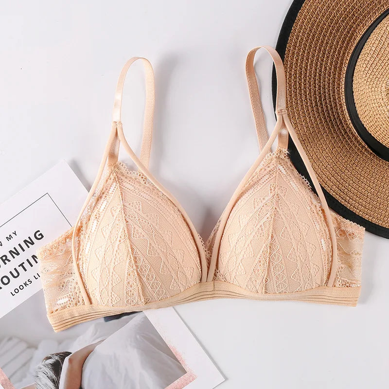 CowLost | product_id-floral-lace-wire-free-push-up-bra-with-light-pads-for-women |7