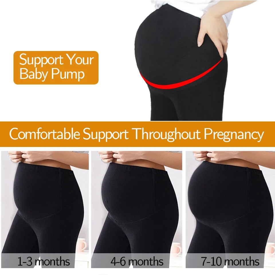 CowLost | product_id-high-waist-maternity-leggings-with-belly-support-skinny-knit-pants |4