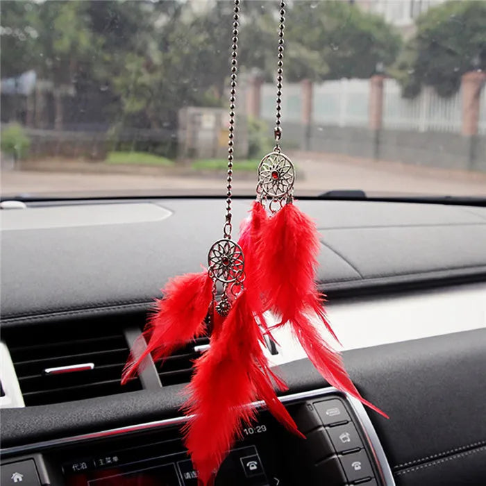 CowLost | product_id-mini-dream-catcher-car-pendant-wind-chime-feather-decoration-handmade-gift |16