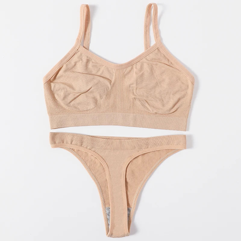 CowLost | product_id-women-seamless-wire-free-ribbed-bra-low-waist-thong-set |32