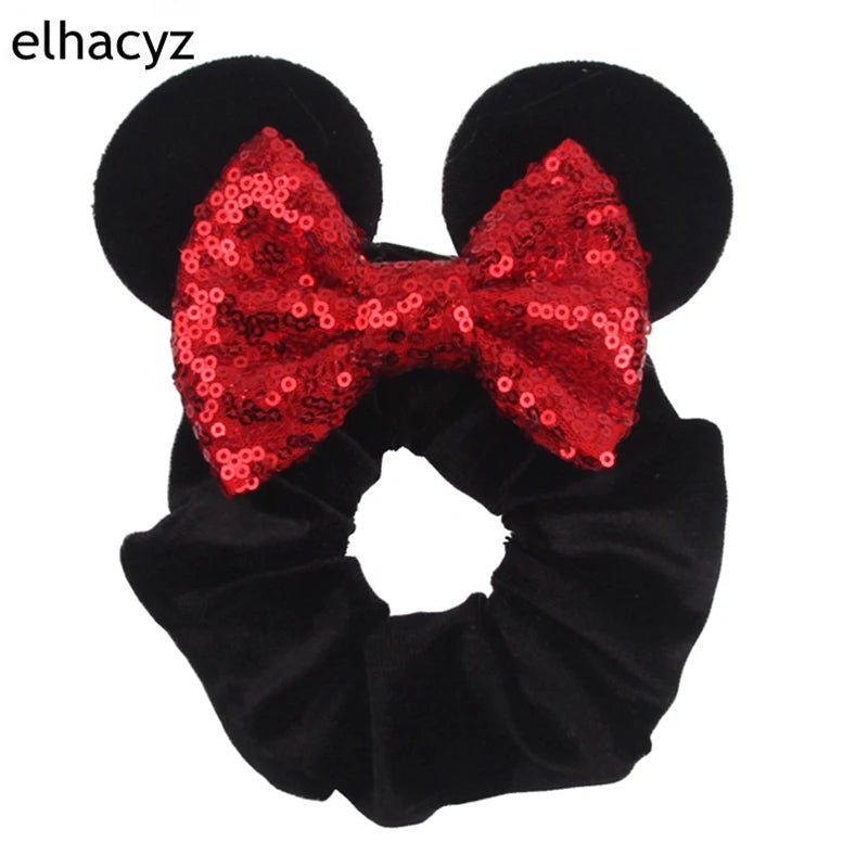 CowLost | mouse-ears-sequins-bow-women-velvet-scrunchies |25