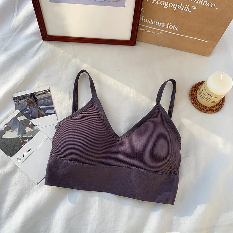 CowLost | women-tube-top-seamless-bra-crop-top-solid-color-sports-sexy-lingerie-active-bra-tops-underwear-with-removable-pads |11