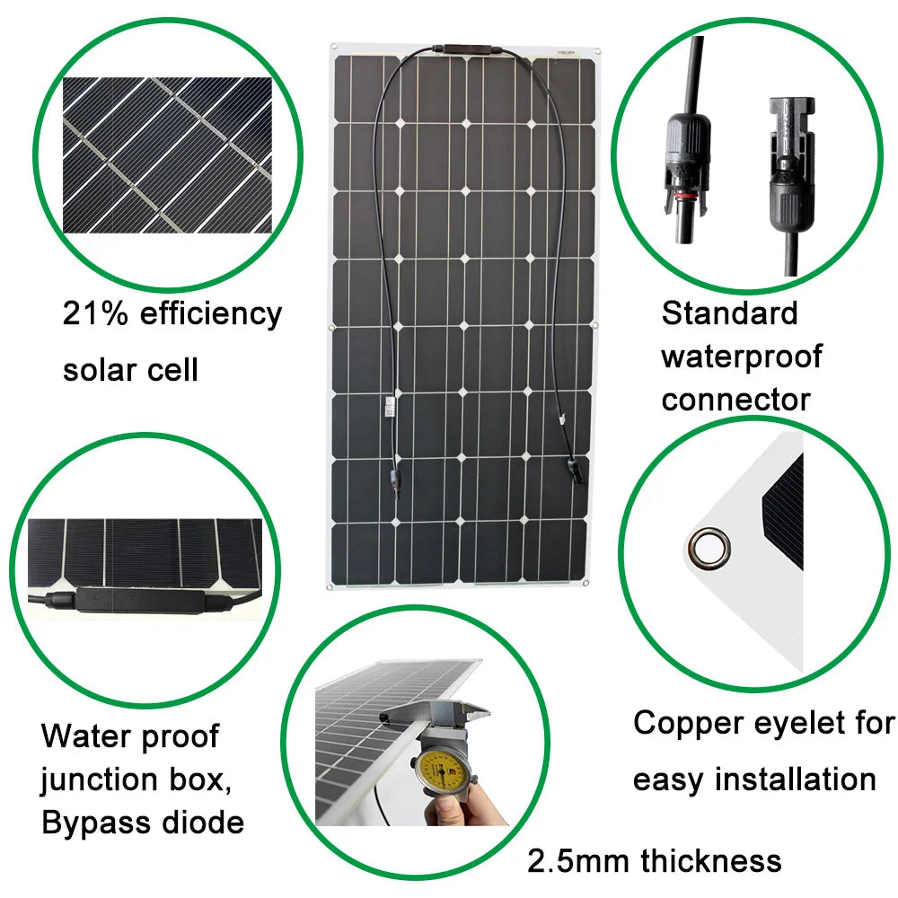 1000w flexible solar panel 12v 24v