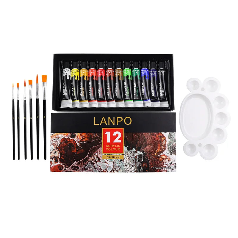 CowLost | drawing-painting-paper-product_id-acrylic-paint-set-12-24-colors-12ml-tubes-with-professional-brush-for-canvas-glass-paper-diy-wall-painting |3