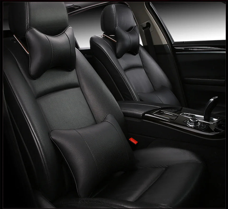 CowLost | coffee-product_id-universal-car-neck-pillow-pu-leather-headrest-cushion-black-red-easy-install-clean |9