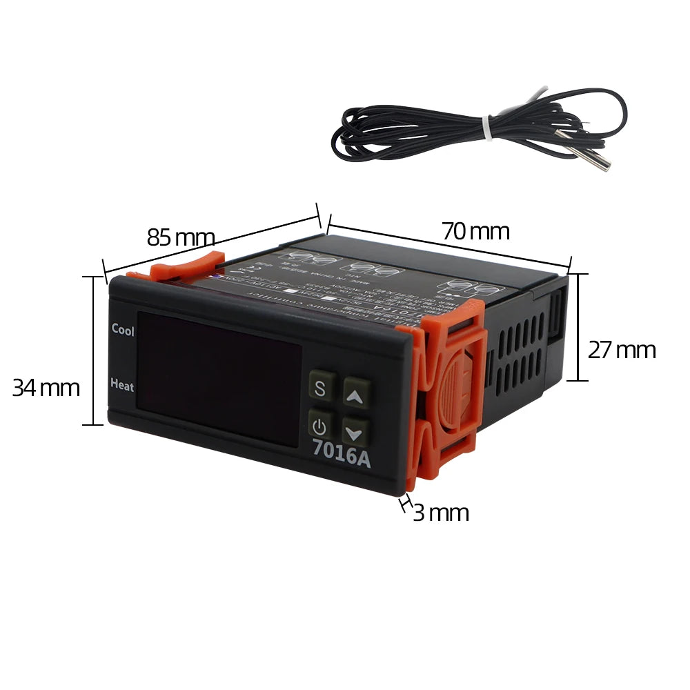 WH7016A Digital Temperature Controller 220V 30A with NTC Sensor for Heating & Cooling