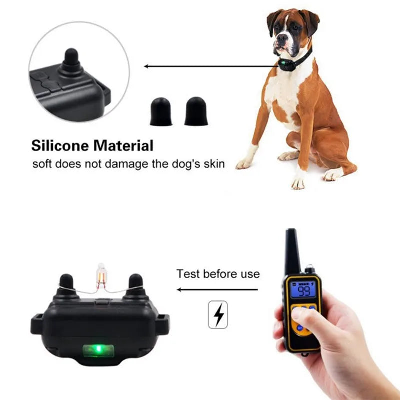 Waterproof Electric Dog Training Collar with Remote Control Rechargeable Anti-Bark Device for All Sizes