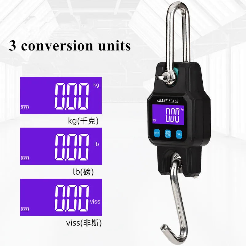 JUANJUAN Digital Crane Scale 300kg-500kg Heavy Duty Hanging Hook Portable Stainless Steel
