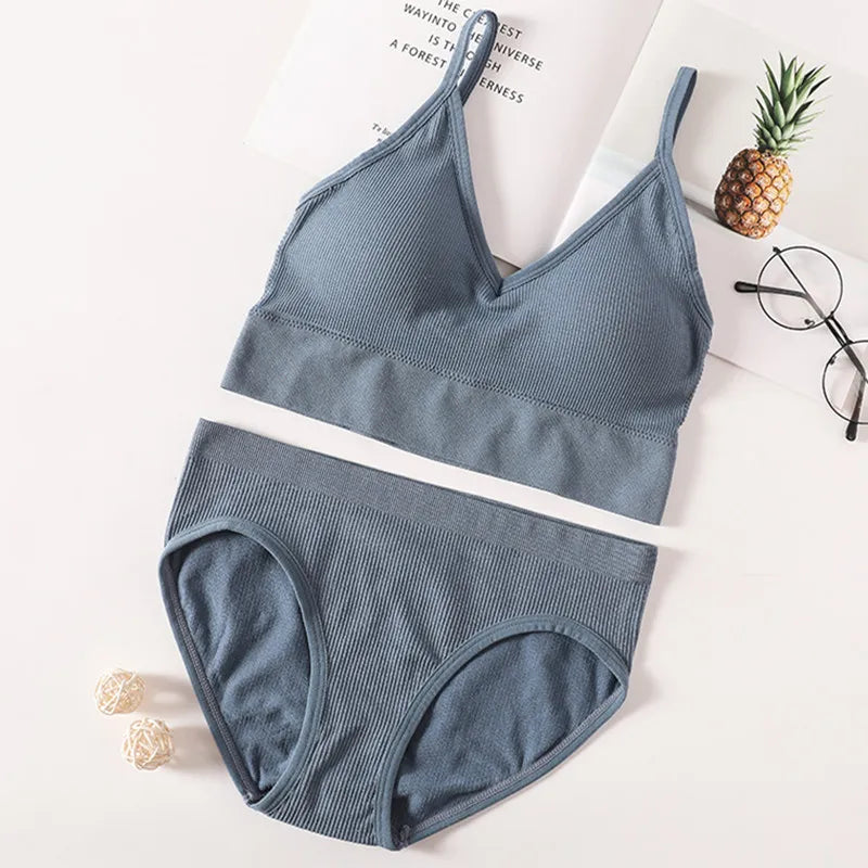 CowLost | product_id-women-seamless-push-up-bra-and-panties-set-low-back-bralette-crop-top-underwear |3