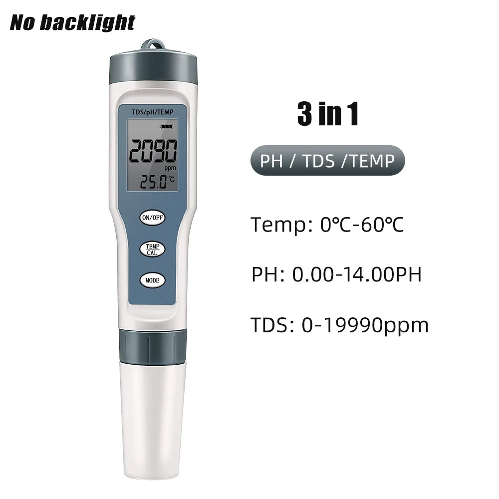 JUANJUAN 3-in-1 Digital PH/TDS/Temp Meter with ATC for Water Quality Testing