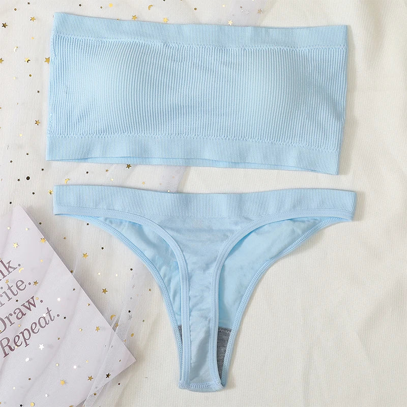 CowLost | product_id-women-seamless-strapless-wire-free-push-up-bra-brazilian-panty-set |25