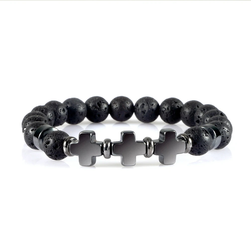 CowLost | badge-pass-holders-mens-natural-volcanic-rock-7-chakra-healing-bracelet |43