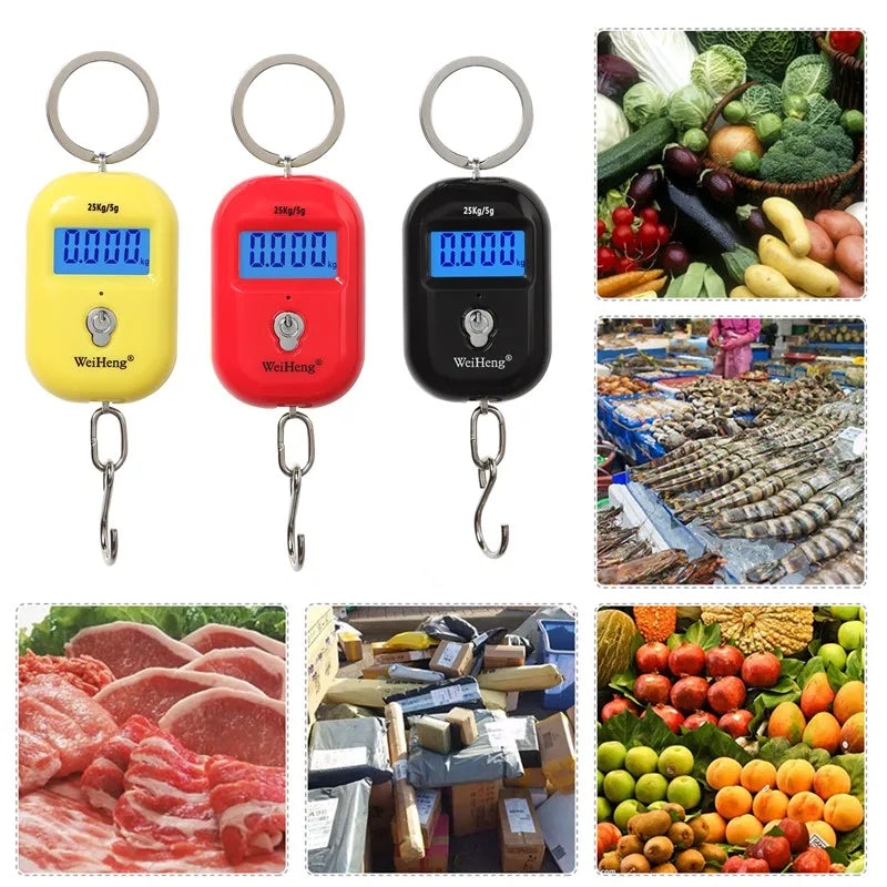 Mini Digital Hanging Scale 25kg 5g LCD Pocket Fishing Luggage Keychain