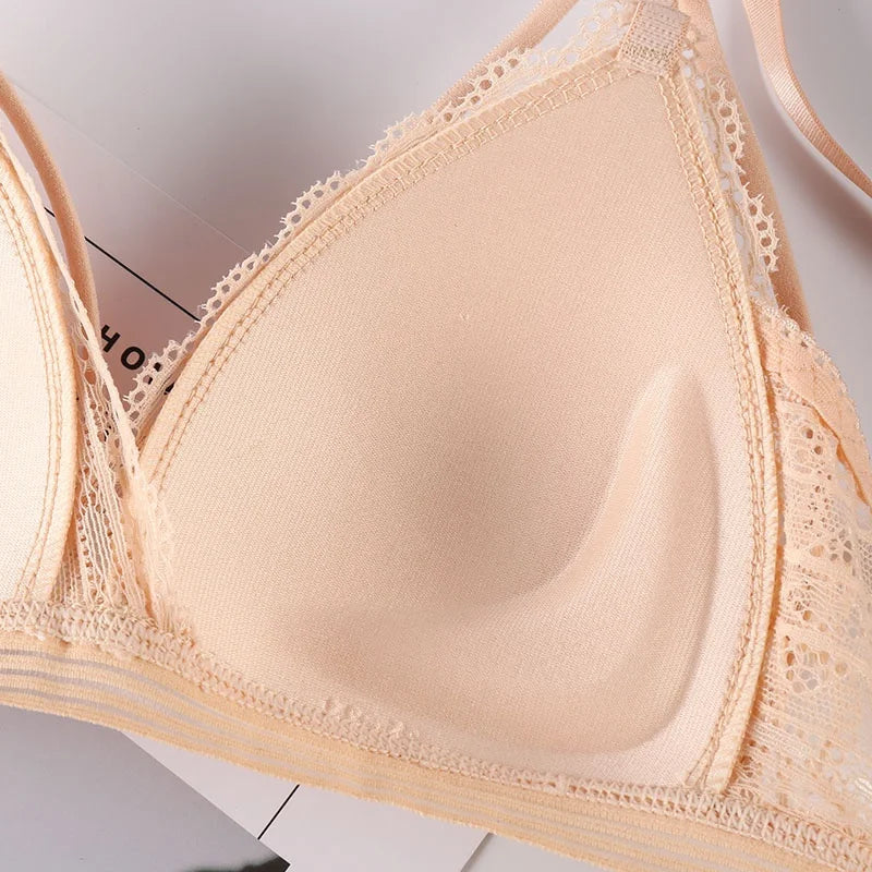 CowLost | product_id-floral-lace-wire-free-push-up-bra-with-light-pads-for-women |5