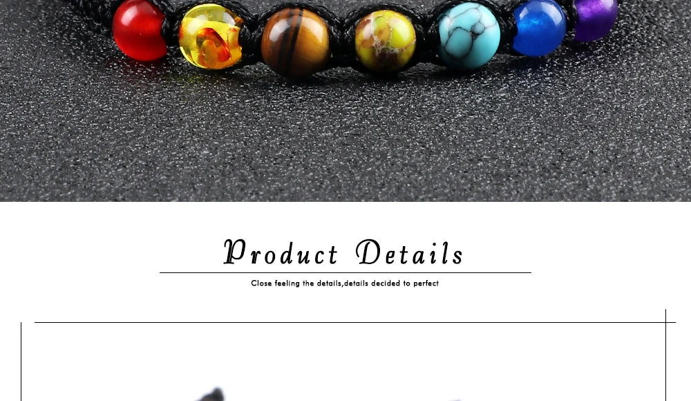 CowLost | badge-pass-holders-handmade-adjustable-7-chakra-natural-stone-beads-bracelet-6mm |8
