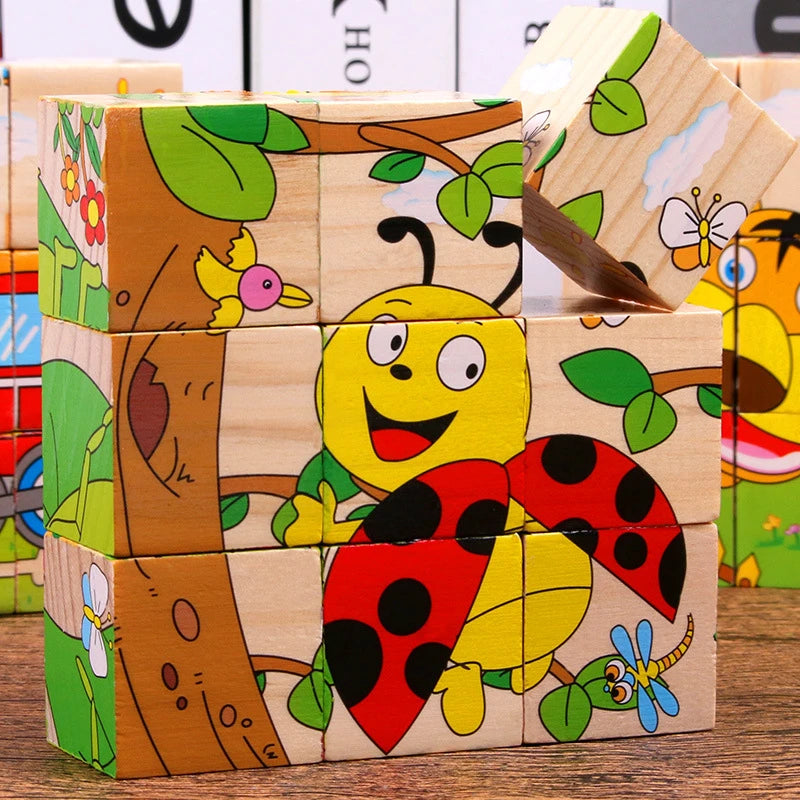CowLost | fencing-barriers-baby-wooden-six-sided-cube-blocks-educational-toy |10