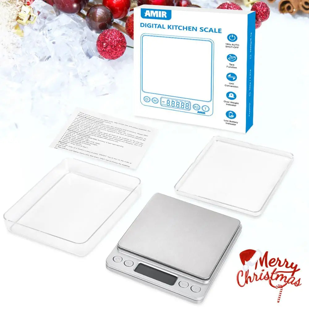 AMIR Mini Digital Kitchen Scale 500g/0.01g Stainless Steel LCD Display