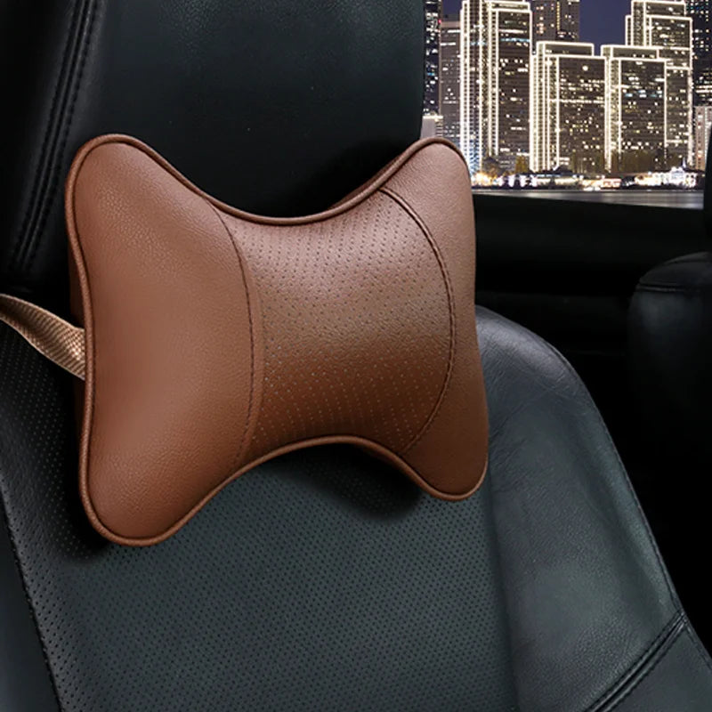 CowLost | coffee-product_id-universal-car-neck-pillow-pu-leather-headrest-cushion-black-red-easy-install-clean |24