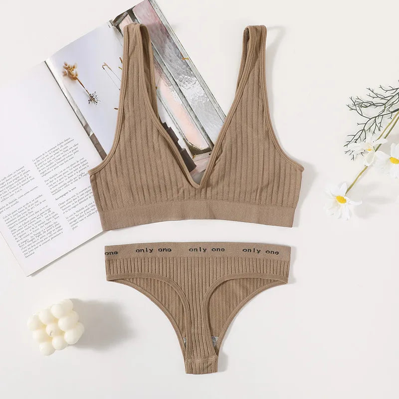 CowLost | product_id-seamless-wirefree-push-up-bra-low-waist-thong-set-with-ribbed-sport-bralette-for-women |24