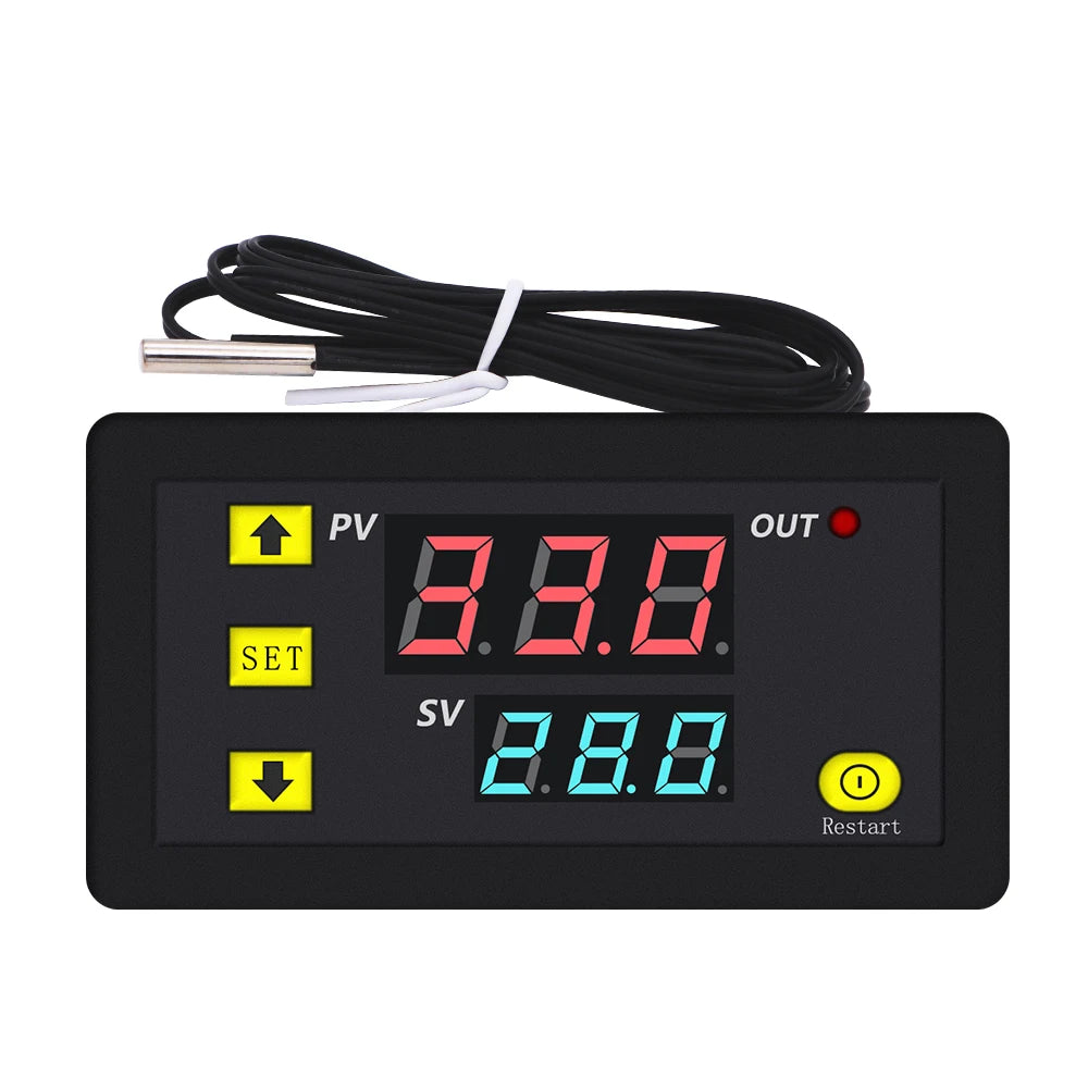W3230 Digital Temperature Controller Thermostat 12V/24V/AC110-220V LED Display Waterproof Heat/Cool Control